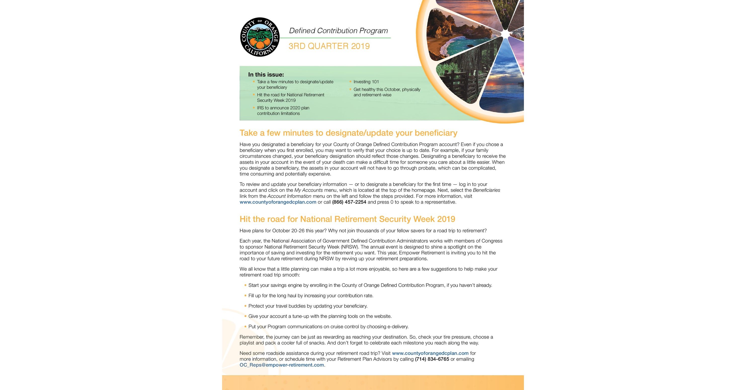 County of Orange Defined Contribution Program 3Q19
