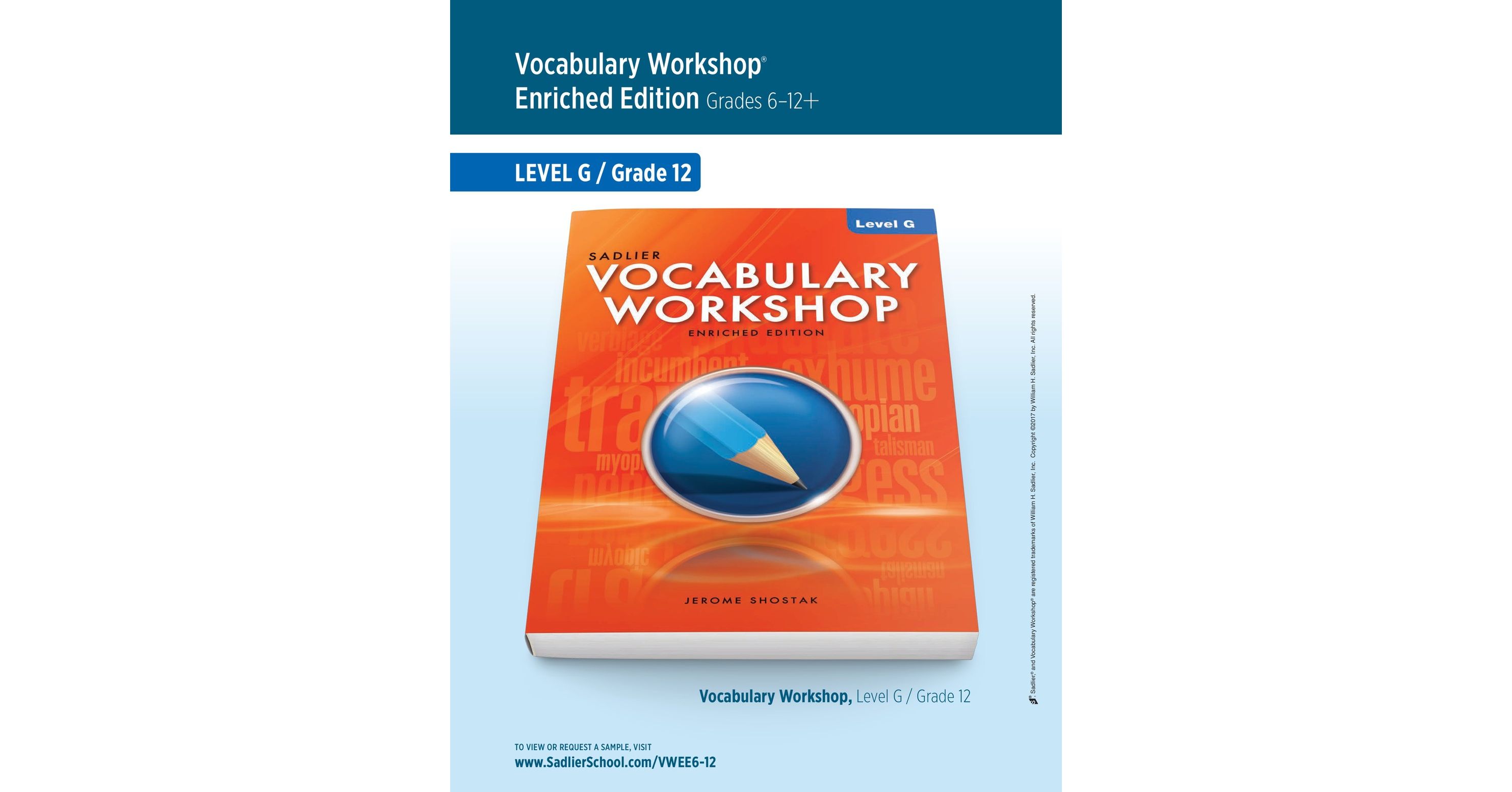 Vocabulary Enriched Edition, Level G (Grade 12), Student Edition