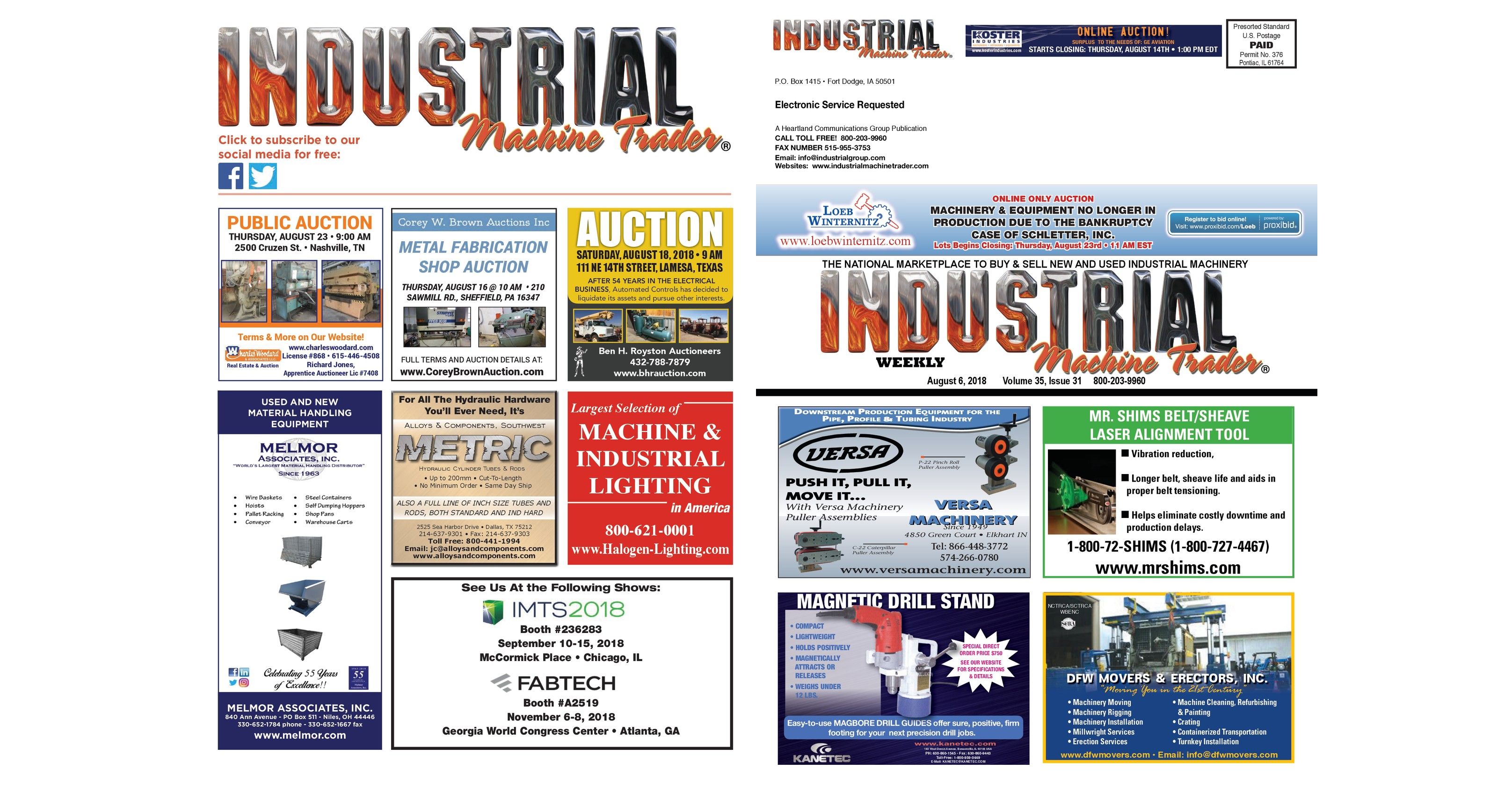 August 6, 2018 Industrial Machine Trader